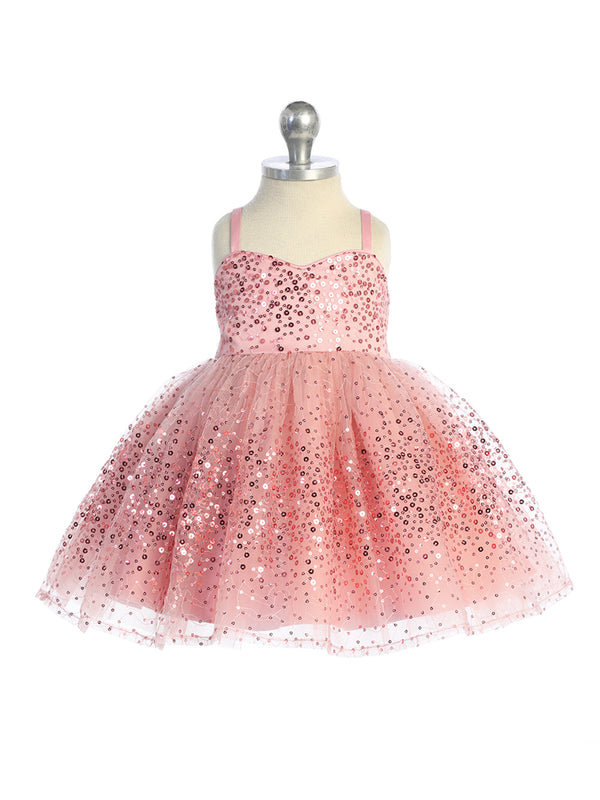 Vestido de niña de flores de tul con lentejuelas y tirantes finos azul cielo para niñas bebés 6-24M